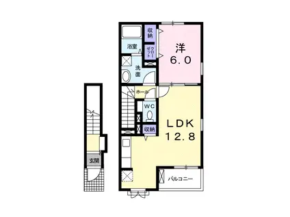アモーレ(1LDK/2階)の間取り写真