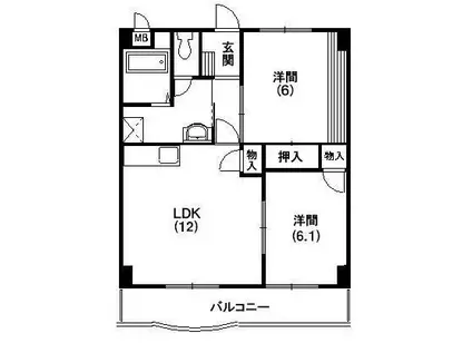 マンションウィズ(2LDK/3階)の間取り写真