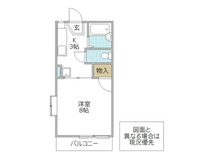 メゾン・ララローズA棟(1K/1階)の間取り写真