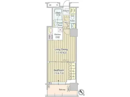 ユニゾンタワー(1LDK/18階)の間取り写真