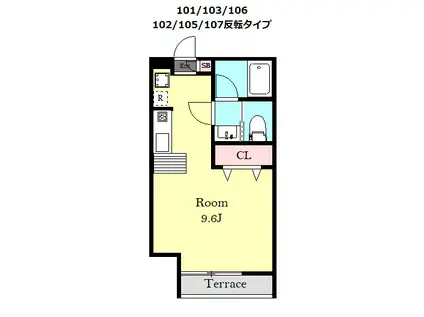 ソレイユ・ドゥ(ワンルーム/1階)の間取り写真