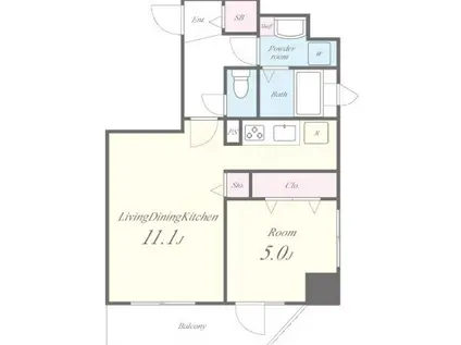 PINE WELLS(1LDK/7階)の間取り写真