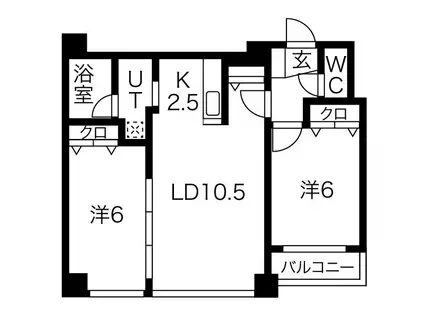 ノヴァクリスタル(2LDK/3階)の間取り写真