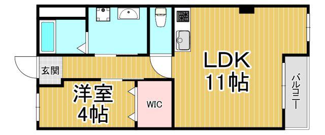 武庫之荘コーポラス(1LDK/4階)の間取り写真