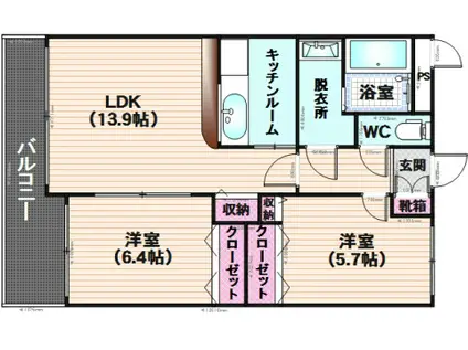 マーベラスⅡ(2LDK/1階)の間取り写真
