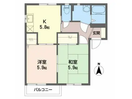 ディアス 上杉B(2K/2階)の間取り写真