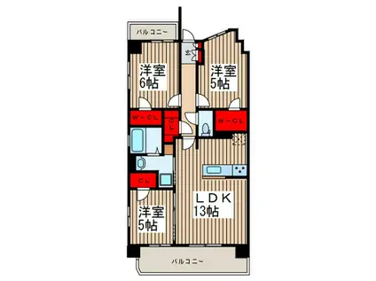 サンクレイドル東大宮III(3LDK/8階)の間取り写真