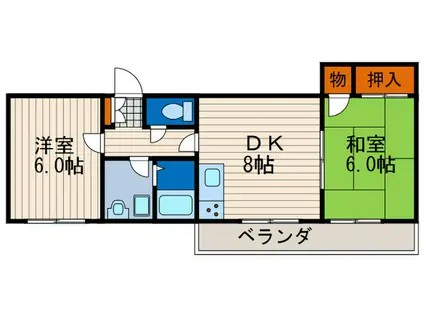 エトワール桃山(2DK/1階)の間取り写真