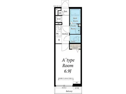 リブリ・所沢上安松(1K/1階)の間取り写真