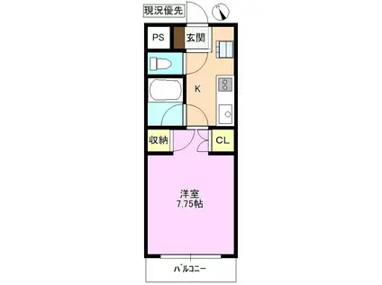 メゾンセシボン東部(1K/4階)の間取り写真