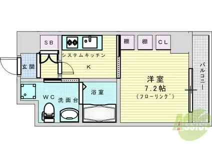 セントアミー東三国(1K/6階)の間取り写真