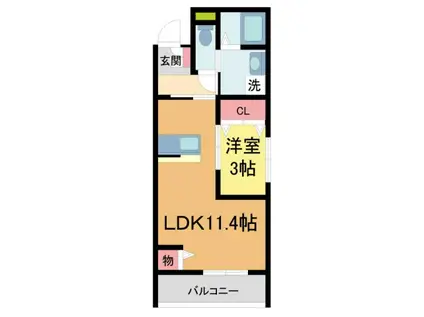 ベリーハイム今津(1LDK/4階)の間取り写真
