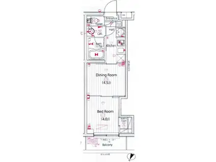 ガーラ・ステーション川崎久地(1DK/4階)の間取り写真