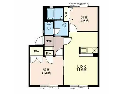 グランディアス(2LDK/1階)の間取り写真