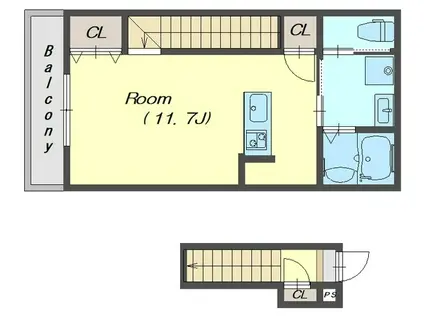 セントポーリア明(ワンルーム/2階)の間取り写真