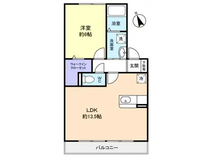 ルッコラ(1LDK/1階)の間取り写真