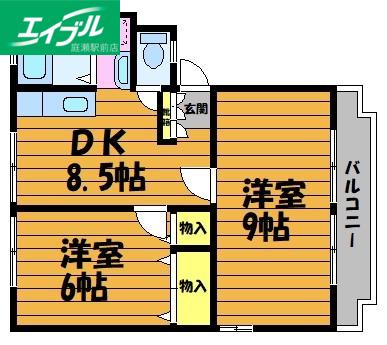 シティハイツ(2DK/2階)の間取り写真