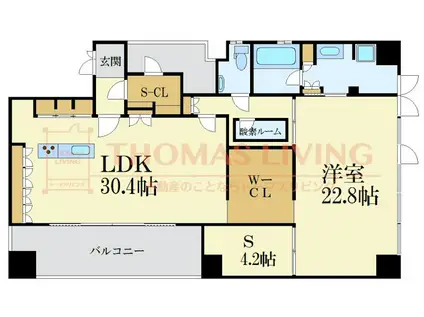 ニューガイア クレドール博多(1SLDK/4階)の間取り写真
