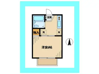 カサブランカII(1K/1階)の間取り写真