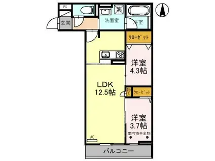 D-RESIDENCE所沢(2LDK/2階)の間取り写真