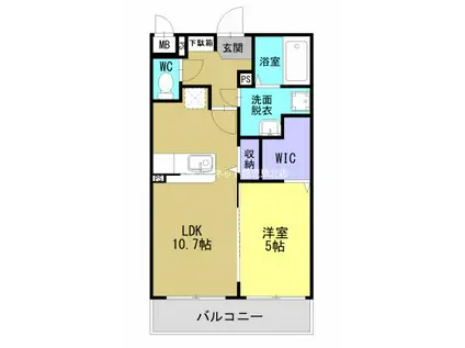 クレスト伊集院(1LDK/2階)の間取り写真