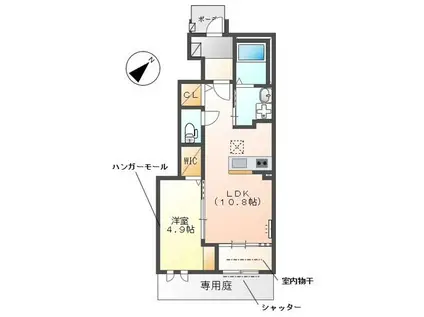 プレジオ(1LDK/1階)の間取り写真