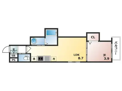 GRANDIR公立大前PRIMO(1LDK/2階)の間取り写真