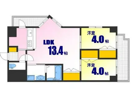 LION銀山(2LDK/3階)の間取り写真