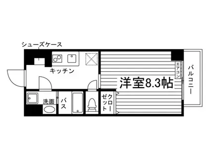 GRANMATE岡山奉還町(1K/3階)の間取り写真