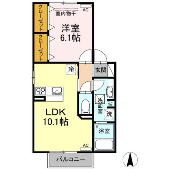 メゾン グラシア (1LDK/2階)の間取り写真
