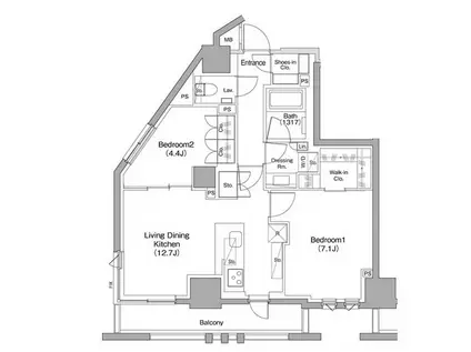 ザ・パークハビオ碑文谷(2LDK/9階)の間取り写真