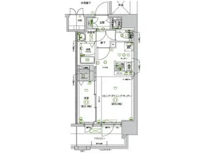 CREST TAPP志賀本通(1LDK/13階)の間取り写真