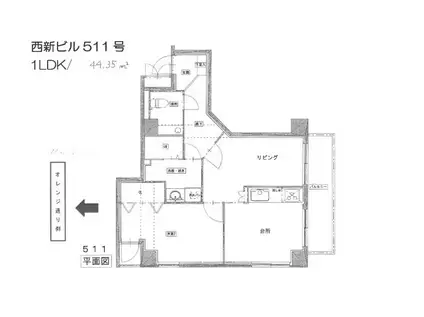てんぐ屋西新ビル(1LDK/5階)の間取り写真