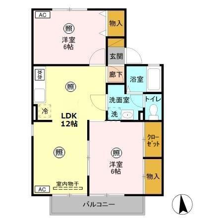 メゾン・ノアールB(2LDK/1階)の間取り写真