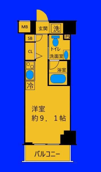 スパシエ東神奈川(ワンルーム/8階)の間取り写真