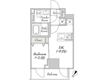 LUMIEC KITASHINAGAWA ルミーク北品川(1DK/6階)の間取り写真