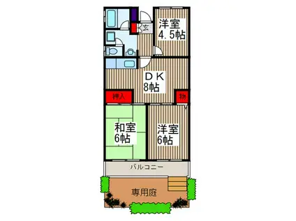 セントエルモ武蔵浦和(3DK/1階)の間取り写真