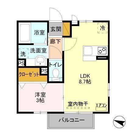 ハイブリッジIII(1LDK/2階)の間取り写真