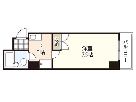 ひし屋ビル(1K/6階)の間取り写真