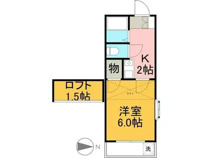 リバーサイドアリージェンス(1K/2階)の間取り写真