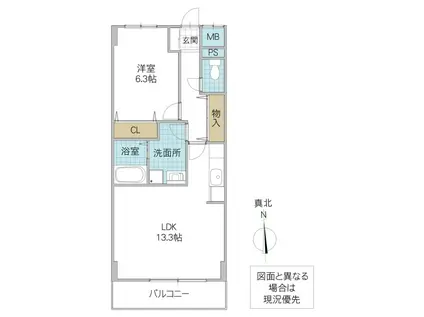 パークサイドレジデンス(1LDK/6階)の間取り写真