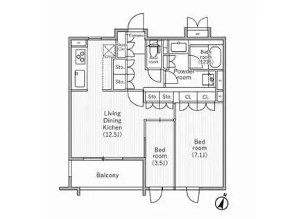 NIDO SAKURAGAOKA ニドサクラガオカ(2LDK/3階)の間取り写真