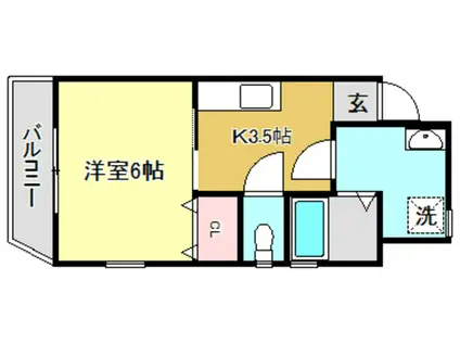 アゼリア若松(1K/4階)の間取り写真