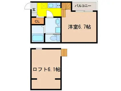 WOOD HOUSE穀町(1K/1階)の間取り写真