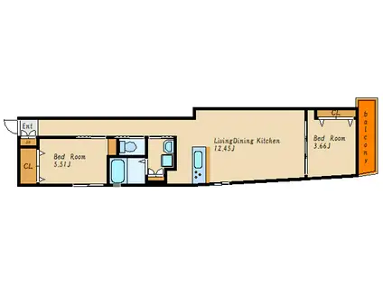 ブロンテ大久保(2LDK/2階)の間取り写真