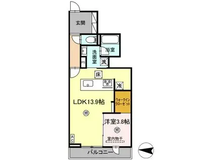 フレア B棟(1LDK/1階)の間取り写真