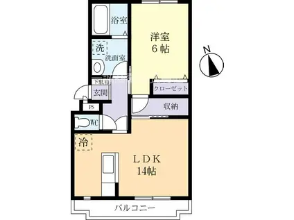 アカンサス(1LDK/1階)の間取り写真