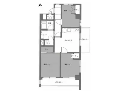 ハイネス中野(3DK/2階)の間取り写真