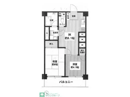タウンハイツ亀有2号棟(2DK/5階)の間取り写真