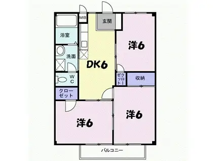 グリーンハイツ(3DK/2階)の間取り写真